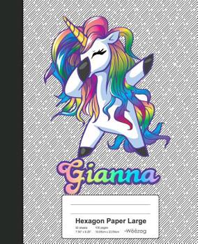 Paperback Hexagon Paper Large: GIANNA Unicorn Rainbow Notebook Book