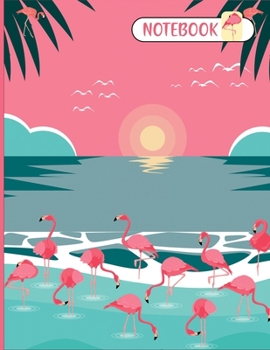 Notebook.Flamingo Notebook College Ruled Jounal Set For Girls,Little Girl.One Subject School Exercise Book-Pink Flamingo Watercolor.