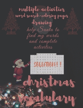 Paperback Multiple Activities, Word Search - Coloring Pages - Drawing: Word Search Book, Coloring Book..., 8.5×11, Christmas Vocabulary, Making Kids Enjoying In Book
