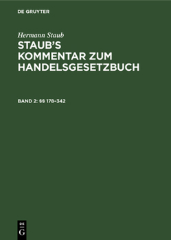 Hardcover §§ 178-342: (Zitiermethode: Staub-Pinner) [German] Book