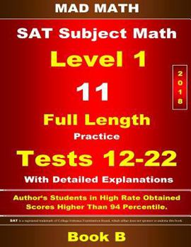 Paperback 2018 SAT Subject Level 1 Book B Tests 12-22 Book