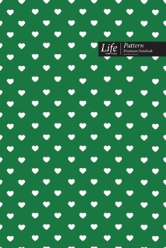 Paperback Hearts Pattern Composition Notebook, Dotted Lines, Wide Ruled Medium Size 6 x 9 Inch (A5), 144 Sheets Green Cover Book