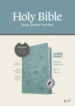 Imitation Leather KJV Large Print Thinline Reference Bible, Filament Enabled (Leatherlike, Floral Leaf Teal, Indexed, Red Letter) [Large Print] Book