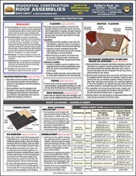 Pamphlet Residential Construction Roof Assemblies Quick-Card based on the 2018 IRC Book