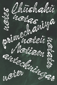 Paperback Grand Fantasy Designs: School notes languages chalk on green chalkboard - Notebook 6x9 checkered Book