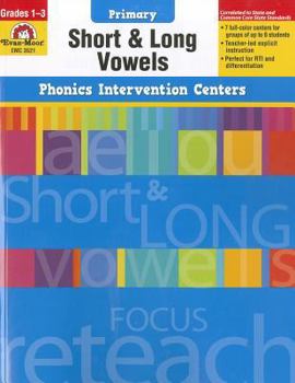 Paperback Phonics Intervention Centers: Short and Long Vowels, Grades 1-3 (Phonics Intervention Centers Primary) Book