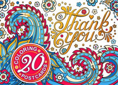 Thank You Coloring Postcards : Set of 20 Coloring Postcards with Gold Foil Accents