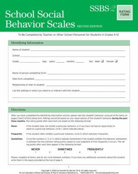 Loose Leaf School Social Behavior Scales Rating Form Book