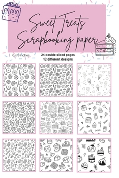 Scrapbooking paper black and white designs, sweets cakes, coloring book: Monochromatic paper arts and crafts
