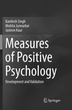 Paperback Measures of Positive Psychology: Development and Validation Book