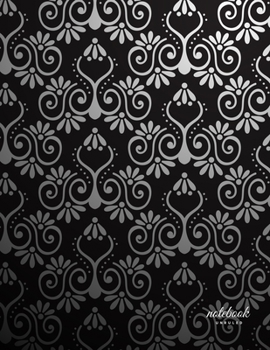 Unruled Notebook: Ornamental Black & Silver Soft Cover Large (8.5 x 11 inches) Letter Size 100 Unlined Pages Unlined Art Deco Notes