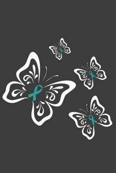Writing About My Health Journey with Ovarian Cancer: College Ruled Notebook (Teal Awareness Ribbon Butterflies Cover)