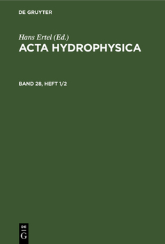 Hardcover ACTA Hydrophysica. Band 28, Heft 1/2 [German] Book