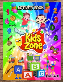 Paperback Activity Book: Kids zone: Activities Workbook Game For Learning, Coloring, Puzzles, Word Search and More Book