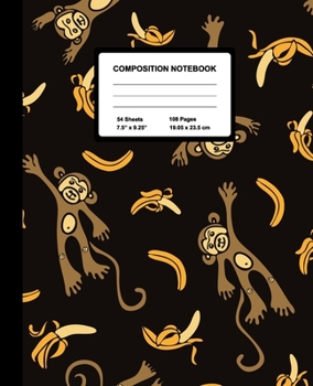 Paperback Composition Notebook: Happy Monkey - Wide Ruled Paper Journal - Blank Lined Workbook for Teens Kids Students Girls, for Home School & Writin Book