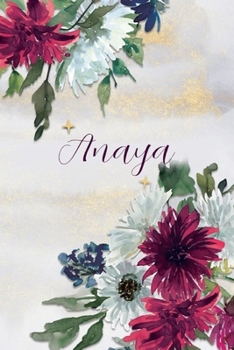 Paperback Anaya: Personalized Journal Gift Idea for Women (Burgundy and White Mums) Book