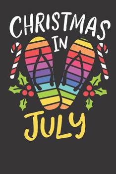 Paperback Notebook: Rainbow Christmas In July Shoes Flip Flops Summer Vacation Book