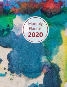 Monthly planner 2020: Large. Month on 2 pages. Incl. 2020 Calendar, Important dates section and Notes pages. 8.5" x 11.0" (Letter size). (Watercolor, blue, green, red. Soft matte cover).