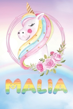 Paperback Malia: Malia's Unicorn Personal Custom Named Diary Planner Perpetual Calendar Notebook Journal 6x9 Personalized Customized Gi Book