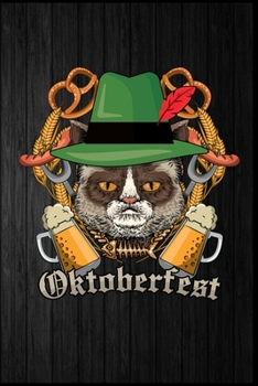 Oktoberfestcorn: Oktoberfest Katze Bier Bierkrug Fassbier Brezel Bierflasche Dirndl Lederhose Geschenk (6"x9") liniertes Notizbuch zum Reinschreiben (German Edition)