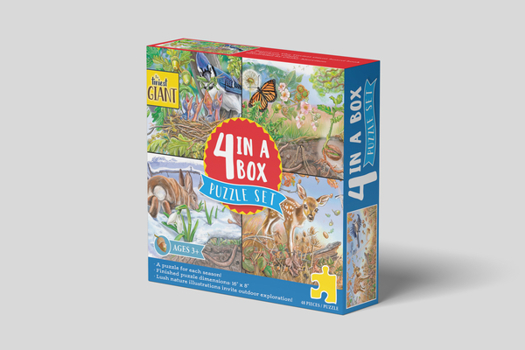 The Tiniest Giant 4-In-1 Puzzle Set: 48-Piece Puzzles for Each Season with Nature Illustrations and Acorn Life Cycle Educational Jigsaw for Kids Ages