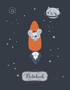 Paperback Notebook: Cute animal in space Notebook for Kidls and Lined pages, Extra large (8.5 x 11) inches, 110 pages, White paper Book