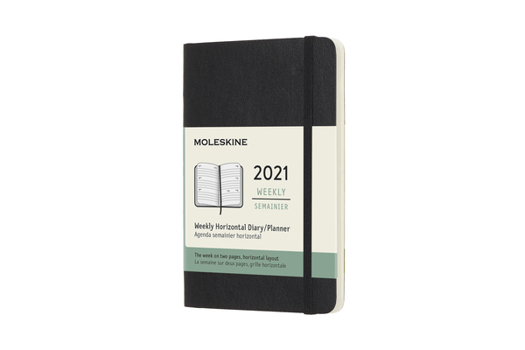 Calendar Moleskine 2021 Weekly Horizontal Planner, 12m, Pocket, Black, Soft Cover (3.5 X 5.5) Book