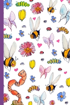 Paperback Garden Friends: 6" x 9" 120 page Wide-Rule Lined Page Journal with Honey Bees, Caterpillars, Worm, Ladybugs, Roly Polies, Butterflies, Book