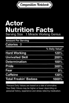 Composition Notebook: Actor Nutrition Facts Job Funny  Journal/Notebook Blank Lined Ruled 6x9 100 Pages