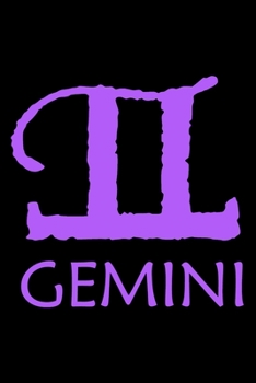 Notebook: Gemini Zodiac Sign Purple Symbol Star May June Birthday Gift Black Lined Journal Writing Diary - 120 Pages 6 x 9