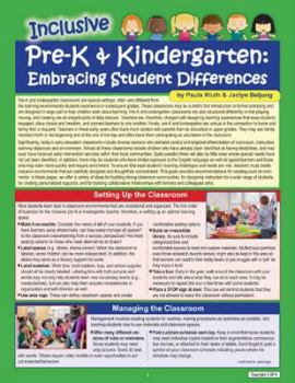 Paperback Inclusive Pre-K & Kindergarten: Embracing Student Differences Book