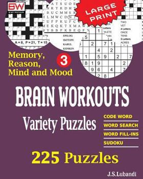 Paperback BRAIN WORKOUTS Variety Puzzles 3 [Large Print] Book