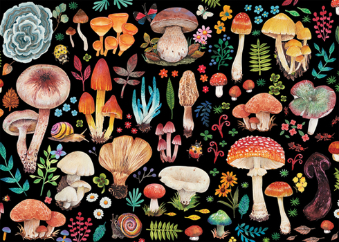 Hardcover Mushrooms 1000-Piece Jigsaw Puzzle Book