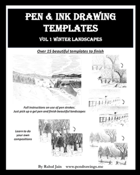 Paperback Pen and Ink Drawing Templates: vol. 1 Winter Landscapes Book