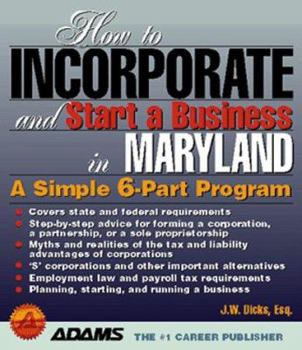 Paperback How to Incorporate and Start a Business in Maryland Book