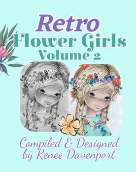 Paperback Retro Flower Girls Volume 2: Grayscale Adult Coloring Book