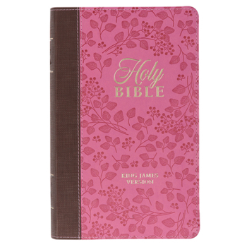 Imitation Leather KJV Holy Bible, Giant Print Standard Size Faux Leather Red Letter Edition - Thumb Index & Ribbon Marker, King James Version, Brown/Pink Berry Book