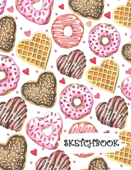 Paperback Sketchbook: Heart Waffles and Donuts Fun Framed Drawing Paper Notebook Book