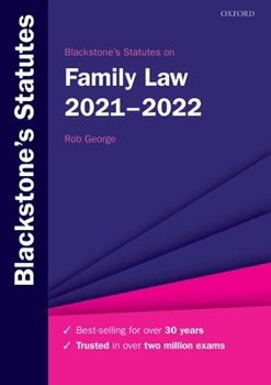 Paperback Blackstone's Statutes on Family Law 2021-2022 Book