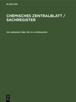 Hardcover 1968, Teil 1a: A-Cephalexin [German] Book