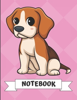 Paperback Notebook: Adorable Kawaii Dog Cartoon on a Pink Diamond Background. Book is Filled with Lined Journal Paper for Notes and Creati Book