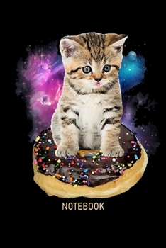 Paperback Notebook: Space Donut Cat Notebook&#65533;journal college ruled for Doughnut Lovers - Food Pun - Gift for Sprinkled Donuts & Cup Book