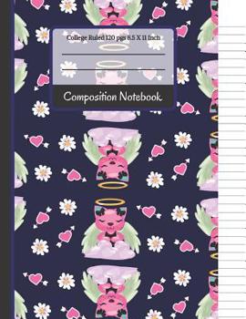 Paperback Composition Notebook: Hearts & Angel Cats College Ruled Notebook for Girls, Kids, School, Students and Teachers Book