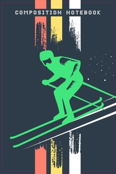 Composition Notebook: Green Retro Skiing Blank Lined Notebook Journal Diary 6x9