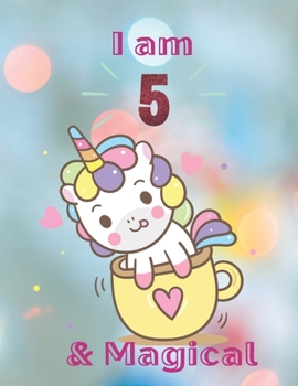 Unicorn SketchBook: I Am 5 & Magical With Unicorn Inside More Space for Sketching and Drawing and Writing Journal for Kids and Girls Marble Size 8.5in x 11in with 110 Pages