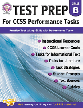 Paperback Test Prep for Ccss Performance Tasks, Grade 8 Book