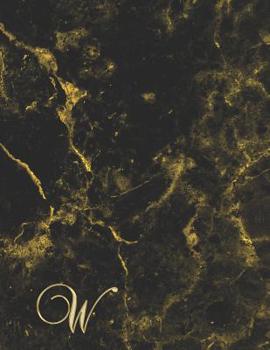 Paperback W: College Ruled Monogrammed Gold Black Marble Large Notebook Book