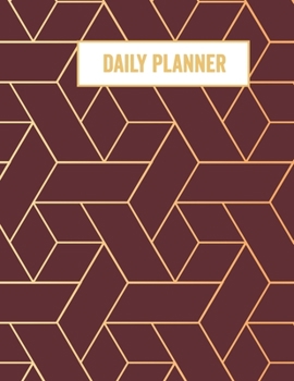 Daily Planner: Undated Daily Planner With Hourly Schedule, Goals, To Do List, Meal Tracker, Dotted Notes, Top Priorities Notebook Gift Burgundy Maroon Golden Design