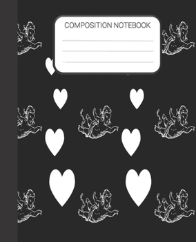 Composition Notebook: Valentine’s Day Notebook, Black Wide Ruled Notebook For School Notes, Gift for Kids, Students, Teens, 7.5 x 9.25 Inches