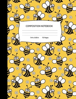 Paperback Composition Notebook: Yellow Bees Pattern Blank Lined Wide Ruled Notebook Journal Book